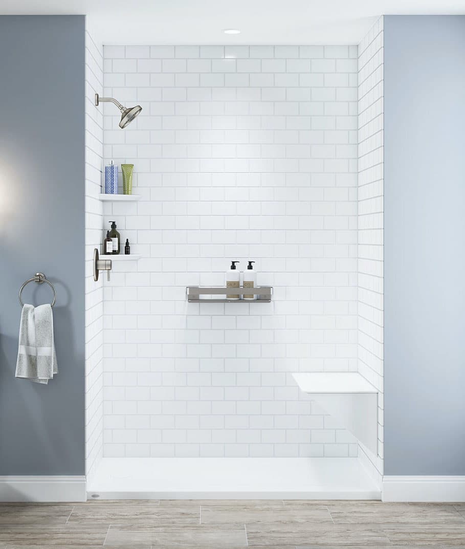 Sleek shower with aging in place features